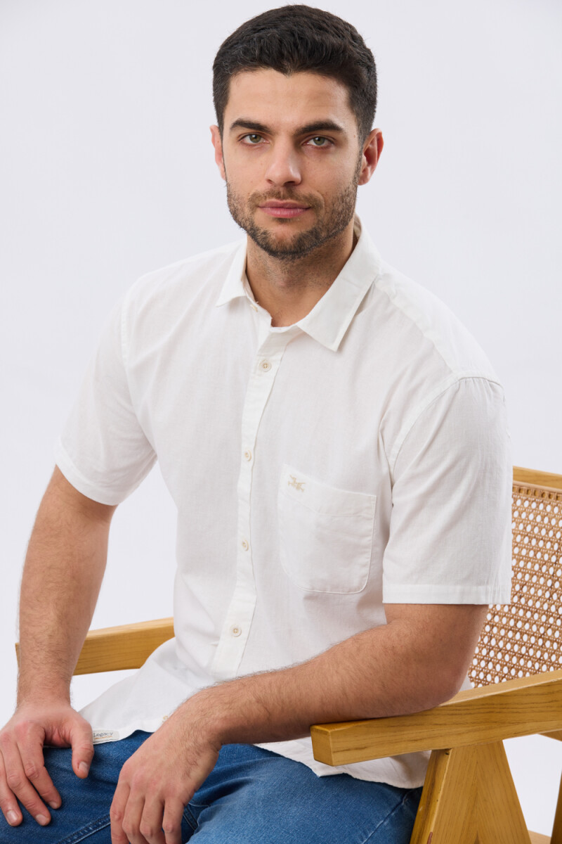 CAMISA LISA DE LINO - Blanco 