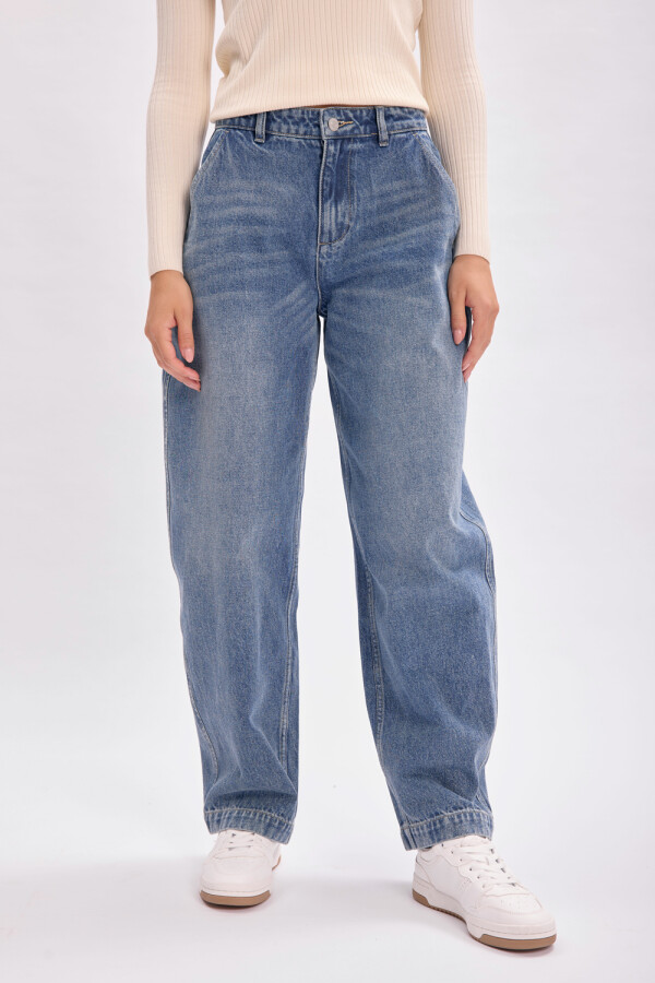 Pantalón jean carrot Azul Medio