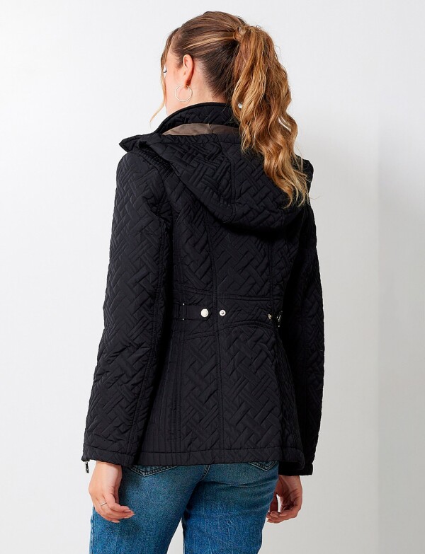 Campera Capitoneada Capucha NEGRO