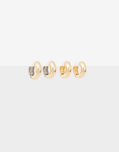 Aros Argollas Set Metal Set De Argollas Biplating - Dorado
