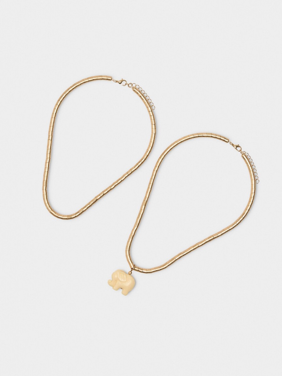 Set De Collares Cortos Colgante De Elefante blanco