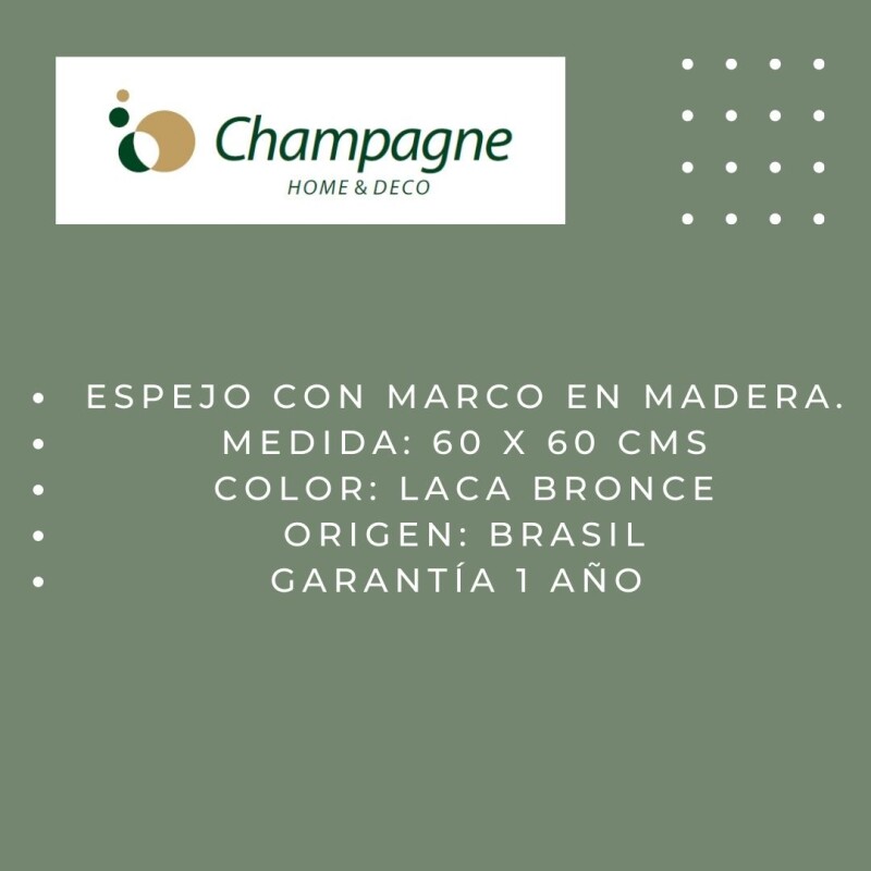 ESPEJO FRAME 60X60. ESPEJO PLATA LACA BRONCE ESPEJO FRAME 60X60. ESPEJO PLATA LACA BRONCE
