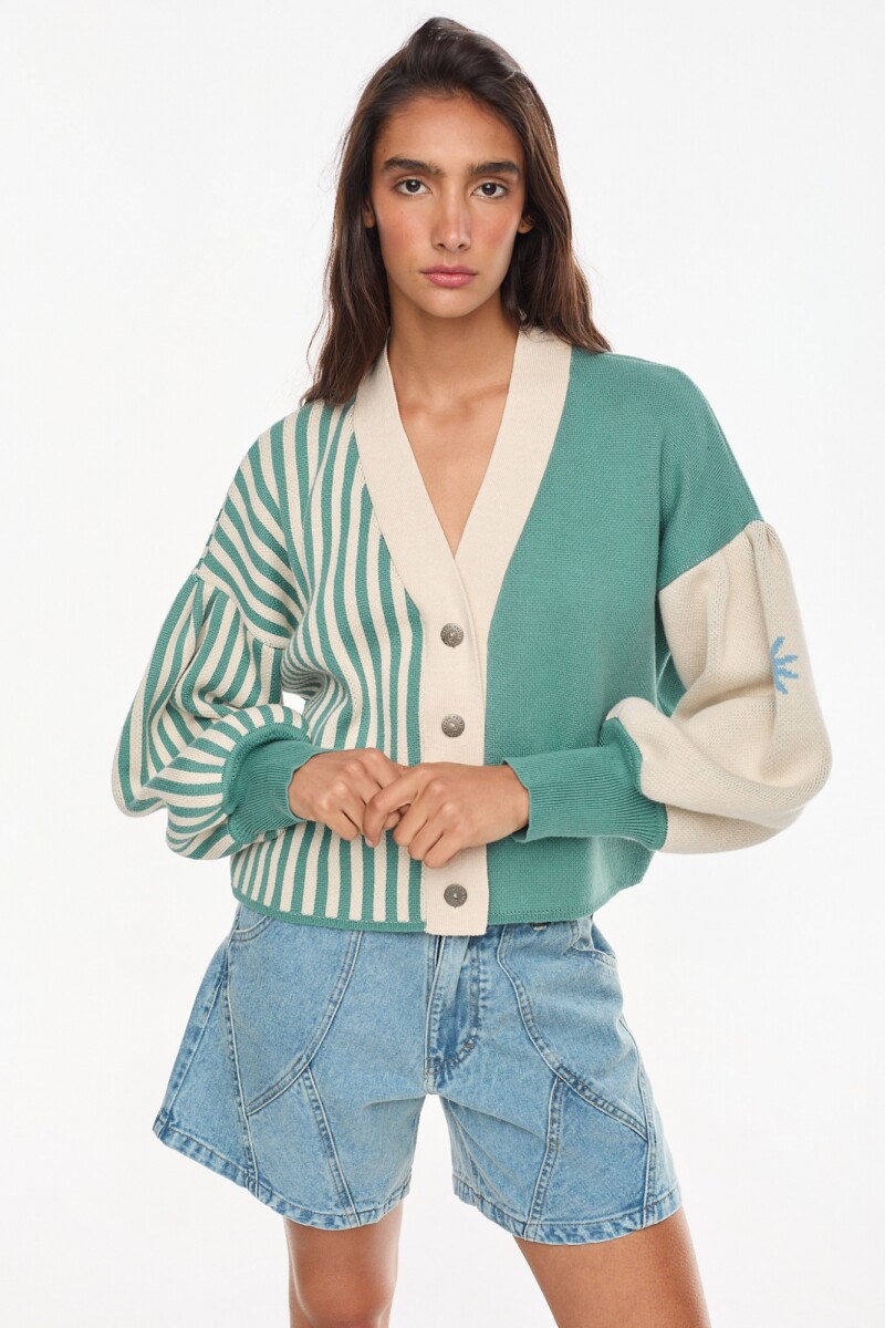 Cardigan Play - Crudo/Verde 