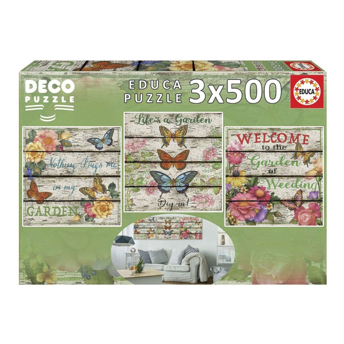 Set 3 Puzzles Rompecabezas Jardin Campestre Educa 500 Piezas 