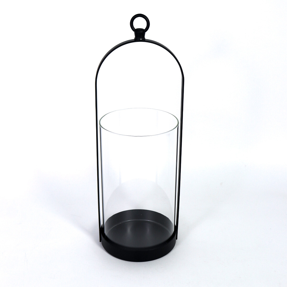 PORTA VELA METAL NEGRO/VIDRIO 12X12X31CM 
