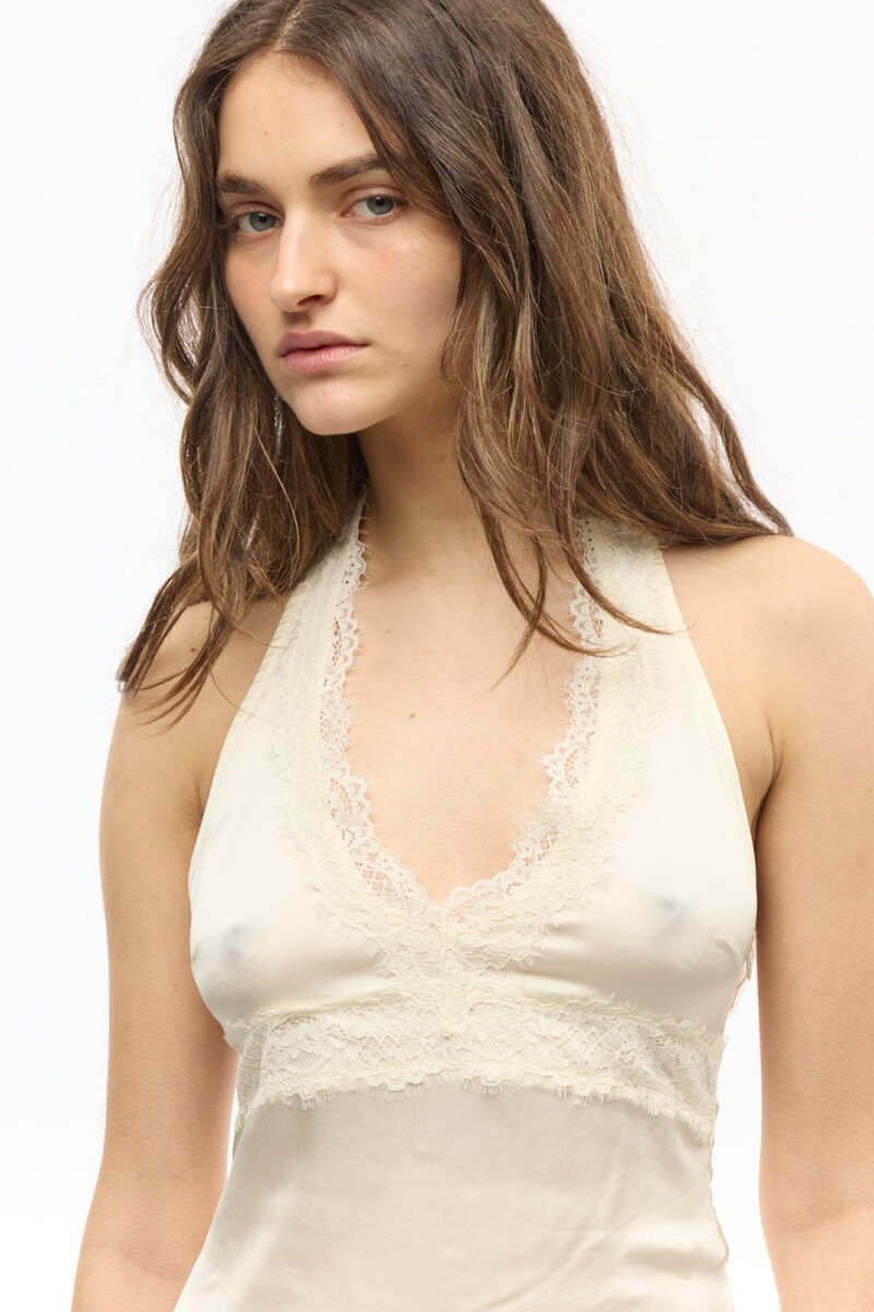 TOP HALTER SATIN Crudo
