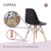 Pack 2 Sillas De Comedor Eames Lumax De Diseño Moderno Con Patas De Madera Negro