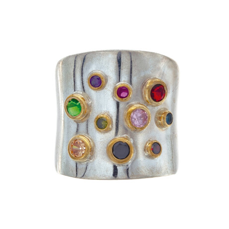 Anillo de plata 925, double en oro 18 ktes y circonias. Anillo de plata 925, double en oro 18 ktes y circonias.