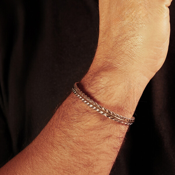 Pulsera de hombre Cesar de plata 925 y oro 18k Pulsera de hombre Cesar de plata 925 y oro 18k
