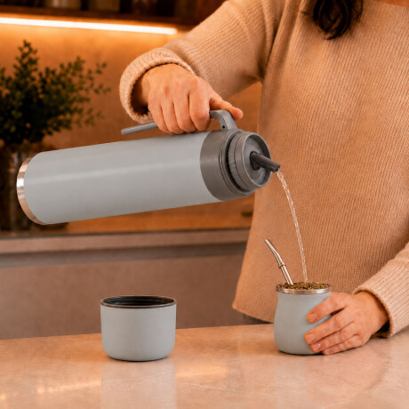 Set Matero Bologna Termo 1L + Mate Térmico Acero Inoxidable Gris Claro