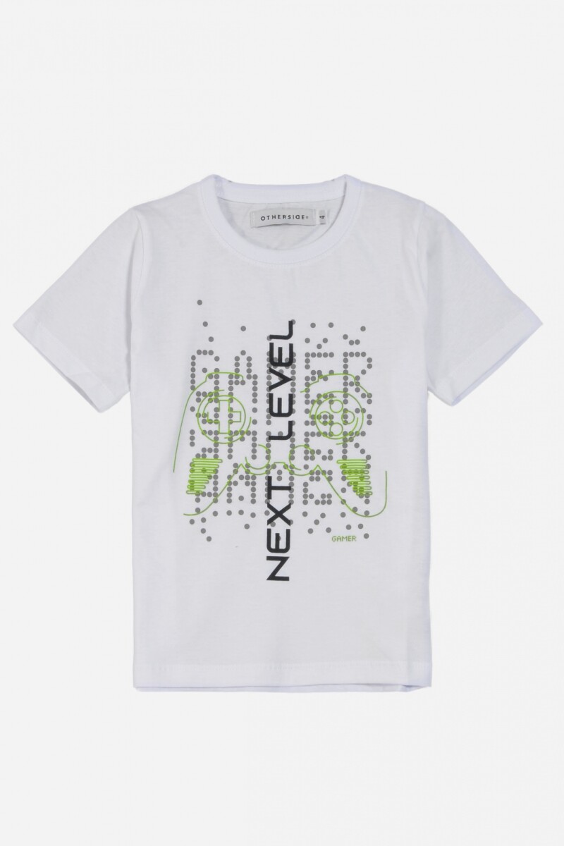 Remera m/c con estampa - Niño BLANCO