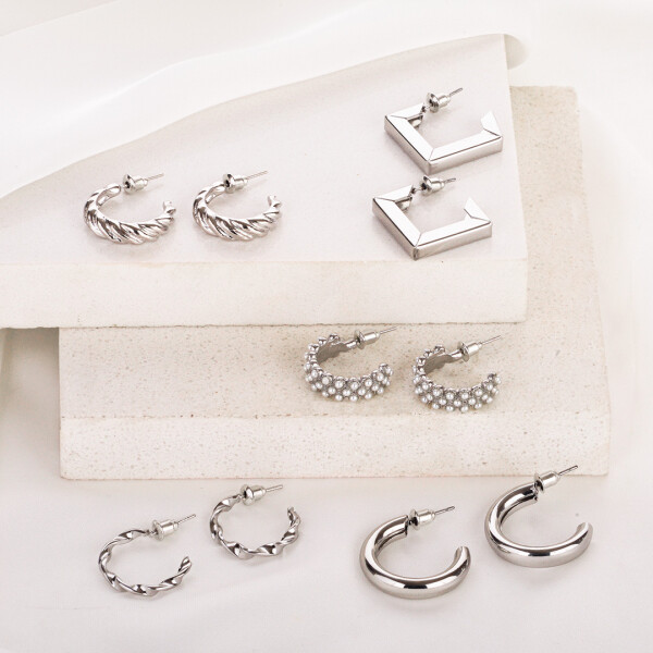 SET 5 AROS DISEÃƒâ€˜OS SURTIDOS PLATEADOS