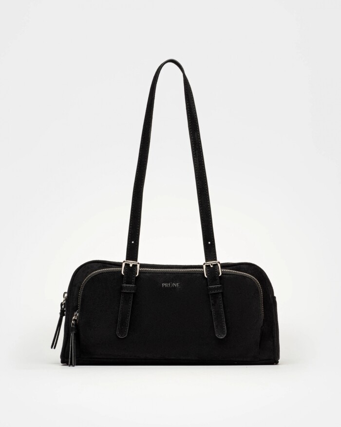 Cartera al hombro Lagoon en efecto gamuza Negro