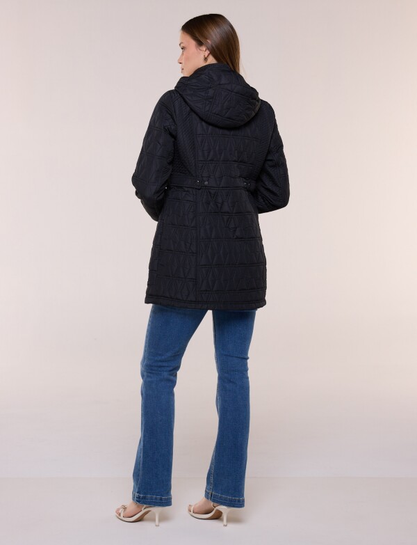 Campera Larga Capitoneada Con Capucha Desmontable NEGRO