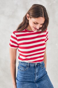 Remera Rayada Rojo