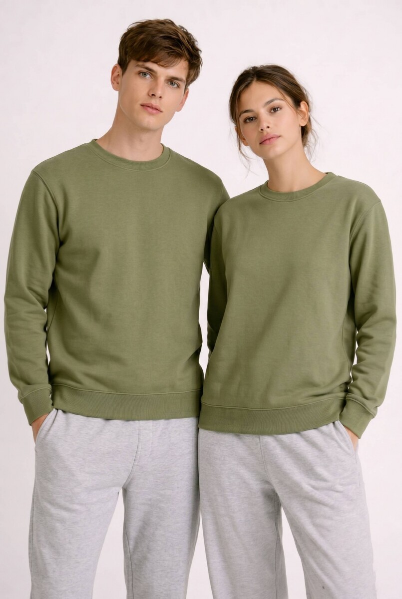 Buzo deportivo clásico escote redondo - UNISEX - Verde oliva 