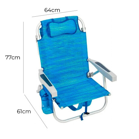 Silla Reposera Reforzada 120kg Plegable Aluminio Celeste