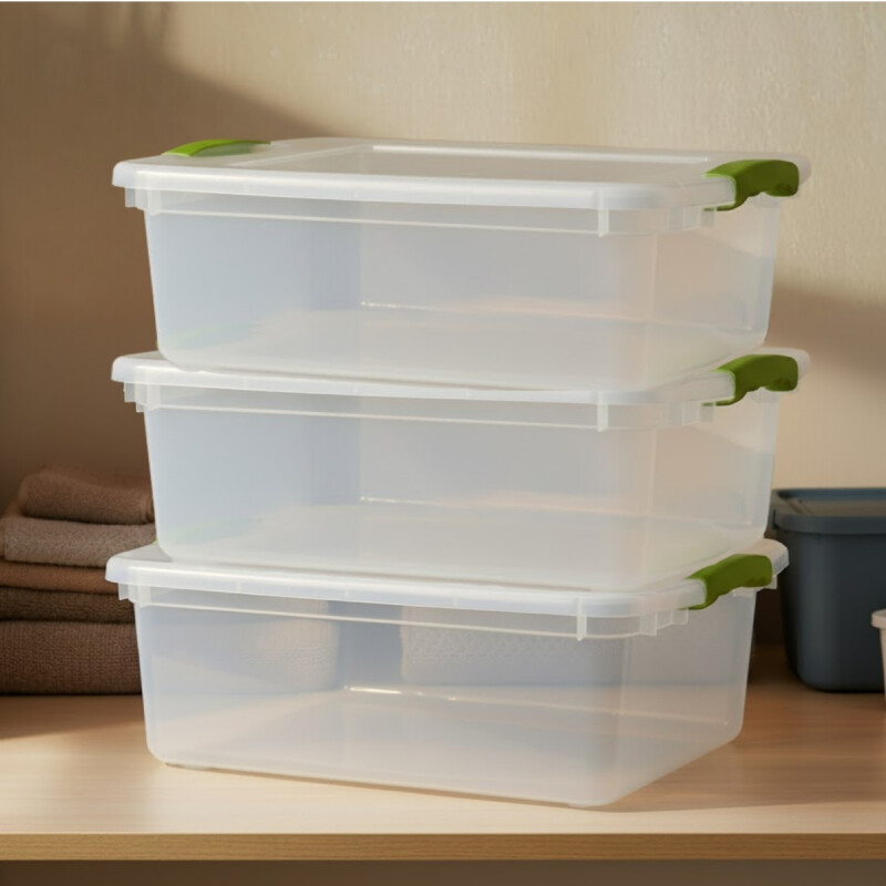 Set x3 Caja organizadora 15 lts Wenbox TRANSPARENTE