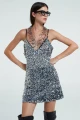 vestido corto lentejuelas Plata