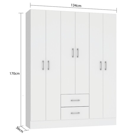 ROPERO DE 6 PUERTAS Y 2 CAJONES BLANCO