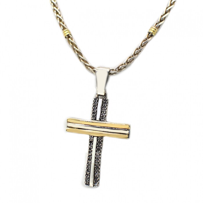 Cadena y Cruz en Oro y Plata 925 y Zirconias Cadena y Cruz en Oro y Plata 925 y Zirconias