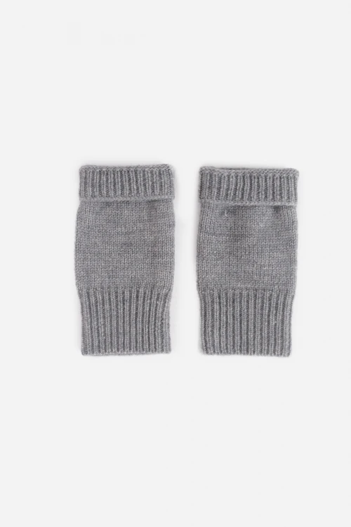 Guantes mitones tejidos gris