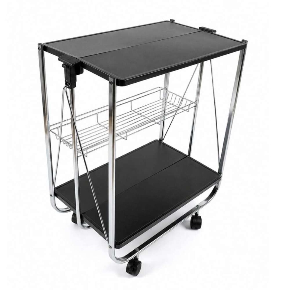 Carrito Plegable 3Niveles 40X63X70Cm - Negro Y Metal 