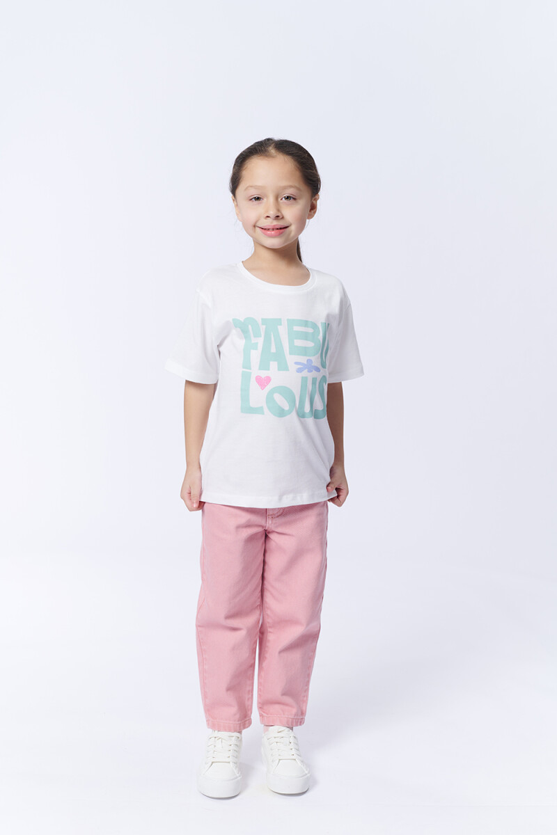 Remera Manga Corta Estampa Fabulous Blanca