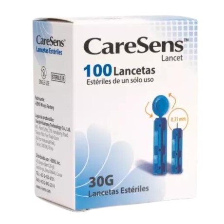 Pack X100 Tiras Lancetas Caresens 30G 001