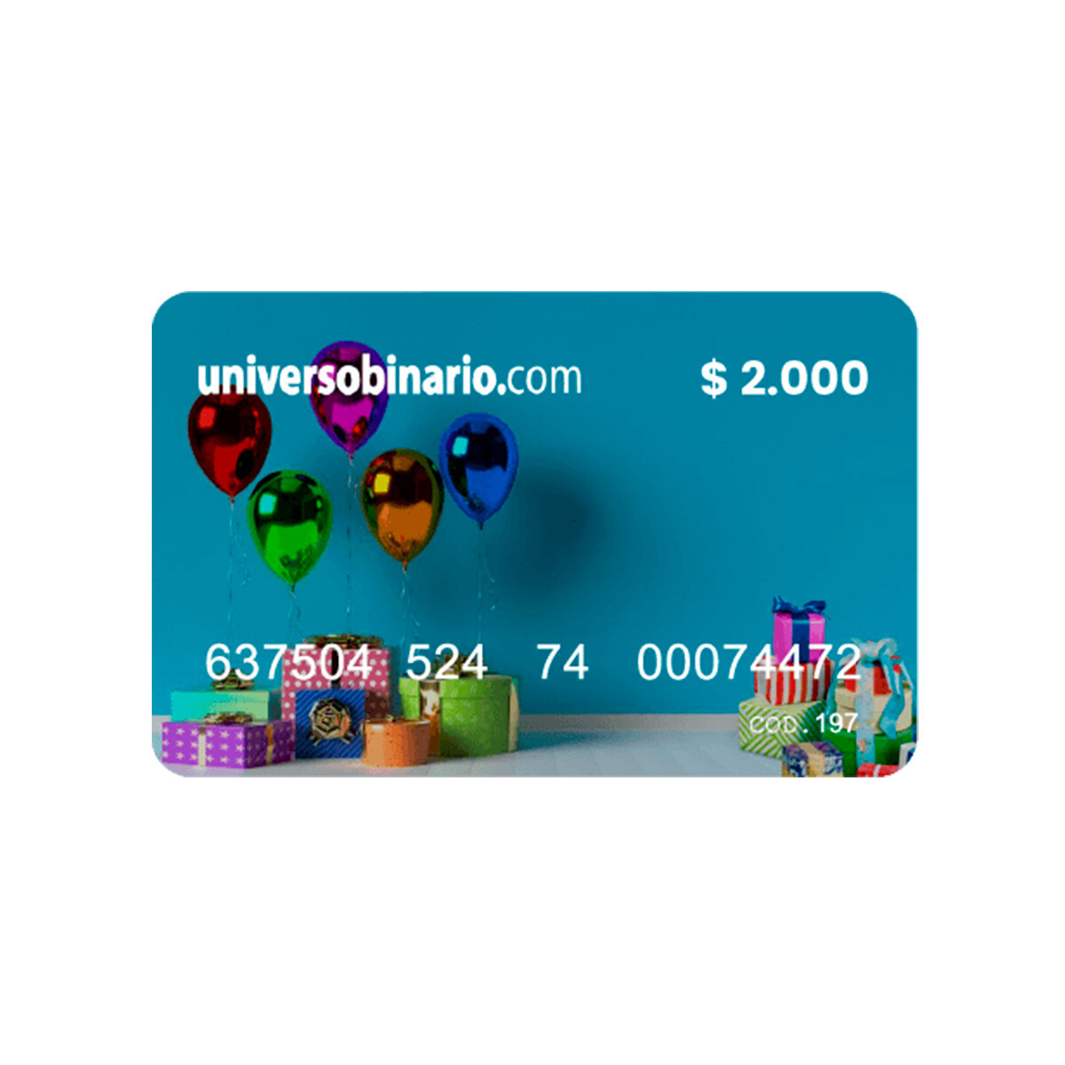 Gift Card Virtual Valor $ 2000 - Solo para Uso Web Online 