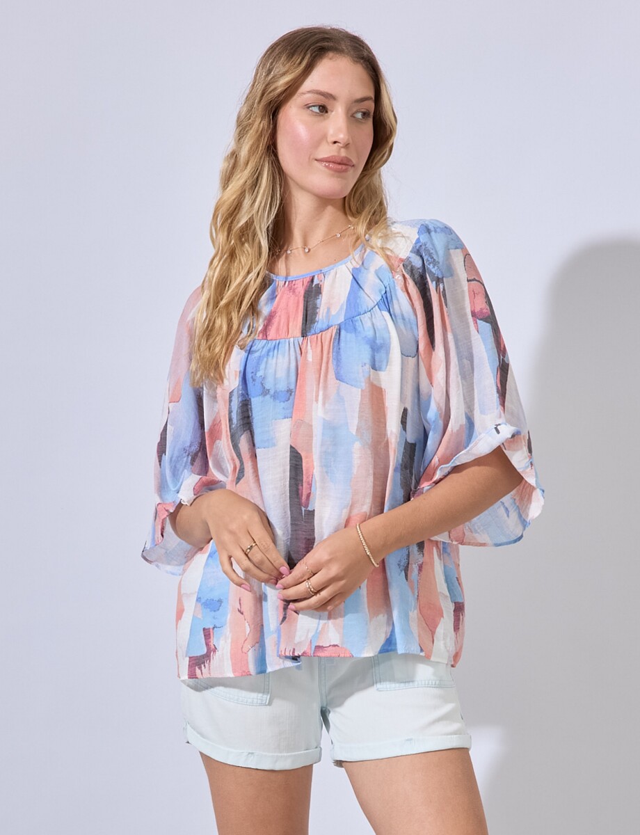 Blusa Print - Multi/azul 