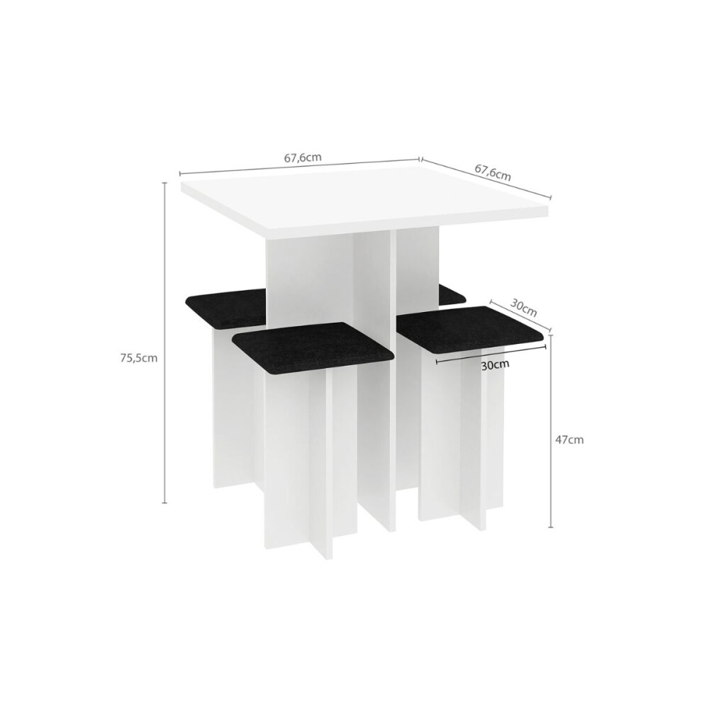 JUEGO DE COMEDOR - 4 BANCOS BLANCO