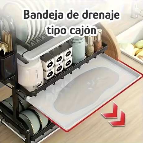 Escurridor de Platos 3 Niveles Acero Bandejas 65x25x60cm Negro