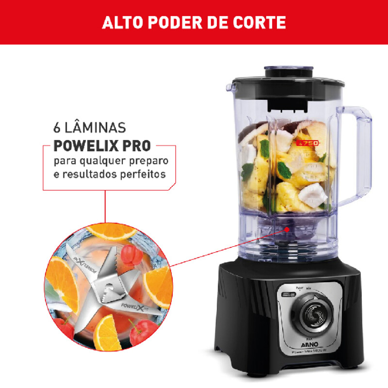Licuadora Arno Power Max | Potencia de 1400w | Jarra de 3,1 Lts. Licuadora Arno Power Max | Potencia de 1400w | Jarra de 3,1 Lts.