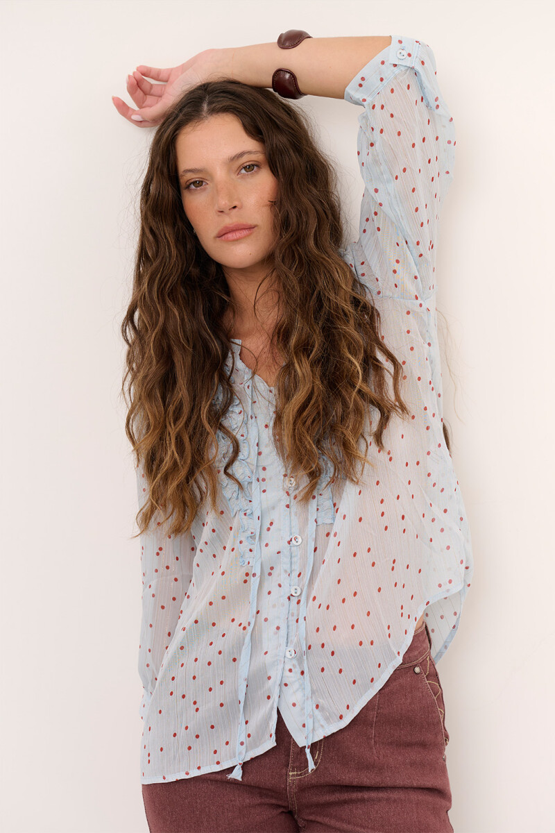 BLUSA DOT CELESTE