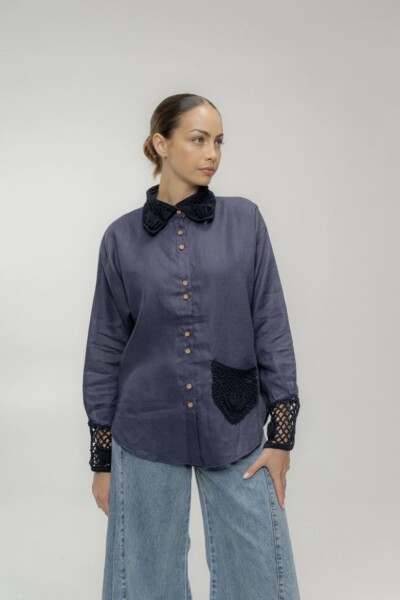 CAMISA ONDA CROCHET SEA Azul