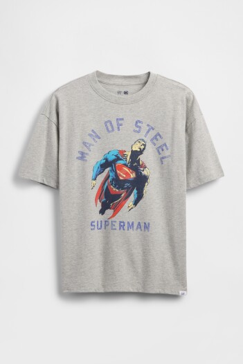Remera Superman Niño Light Heather Grey B08