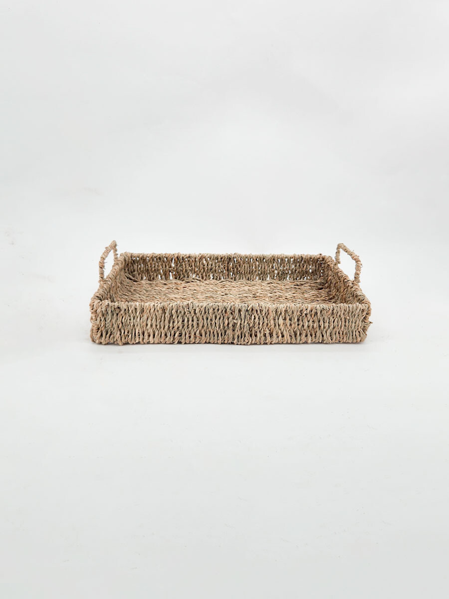 BANDEJA RECTANGULAR TEJIDA - MARRON 