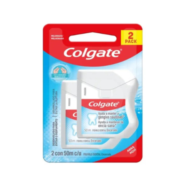 Hilo Dental Encerado 2 Pack 50 m x 2 - Colgate Hilo Dental Encerado 2 Pack 50 m x 2 - Colgate