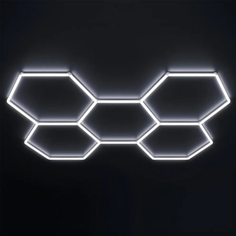 Luminaría LED hexagonal 5 módulos 168W cálida IX4648