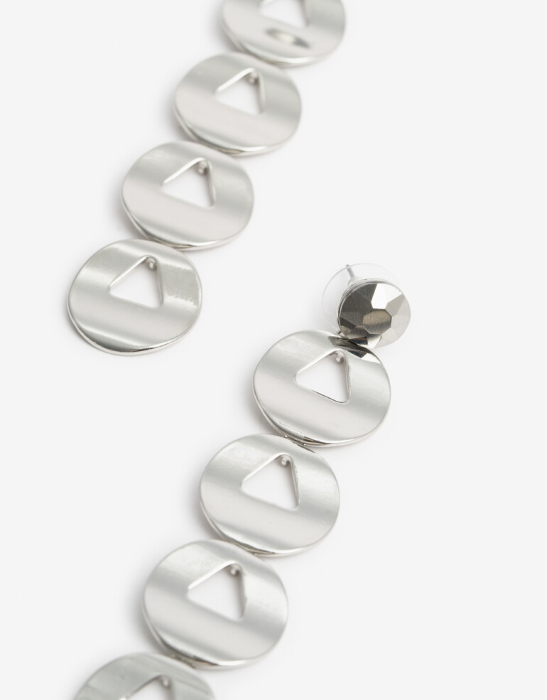 Aros Colgantes Largos Strass Aros Colgantes Largos Piezas Metal - Plateado Rodio