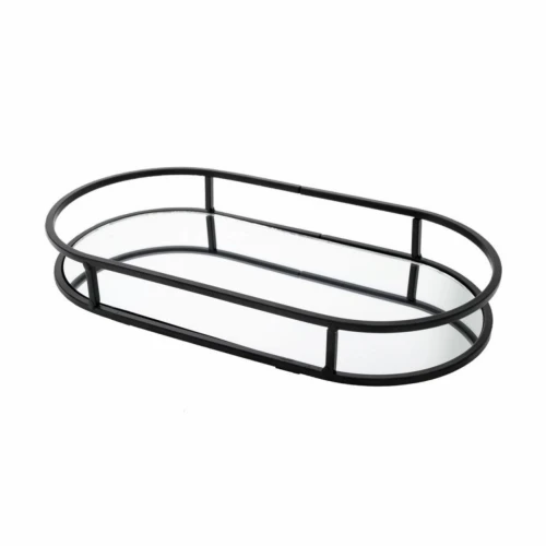 Bandeja Espejo Oval - 29x12x4cm - metal negro Bandeja Espejo Oval - 29x12x4cm - metal negro