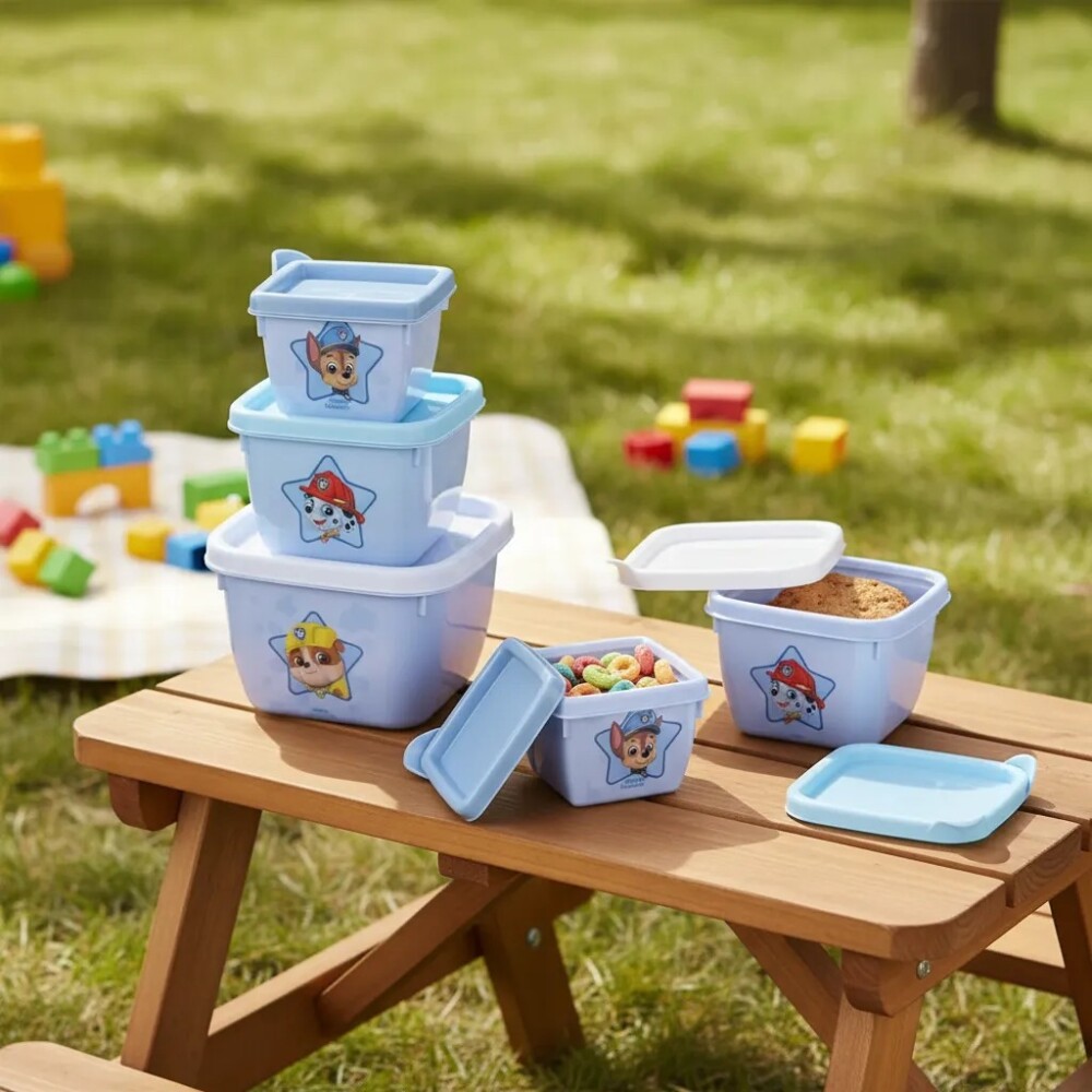 Set x3 tupper diseños paw patrol celeste pastel