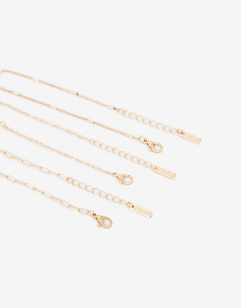 Pulseras Flexibles Sets Perlas Set De Pulseras Con Charm Floral - Dorado