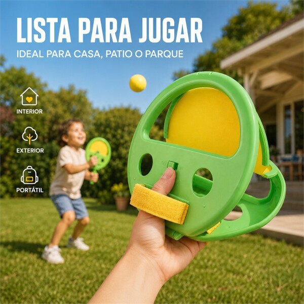 Raqueta Lanza y Atrapa Pelota con 2 Bolas Verde