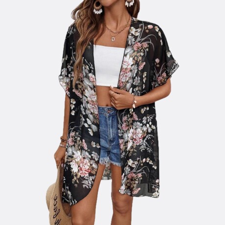 Kimono Flora Tela Gasa Transparente Kimono Flora Tela Gasa Transparente