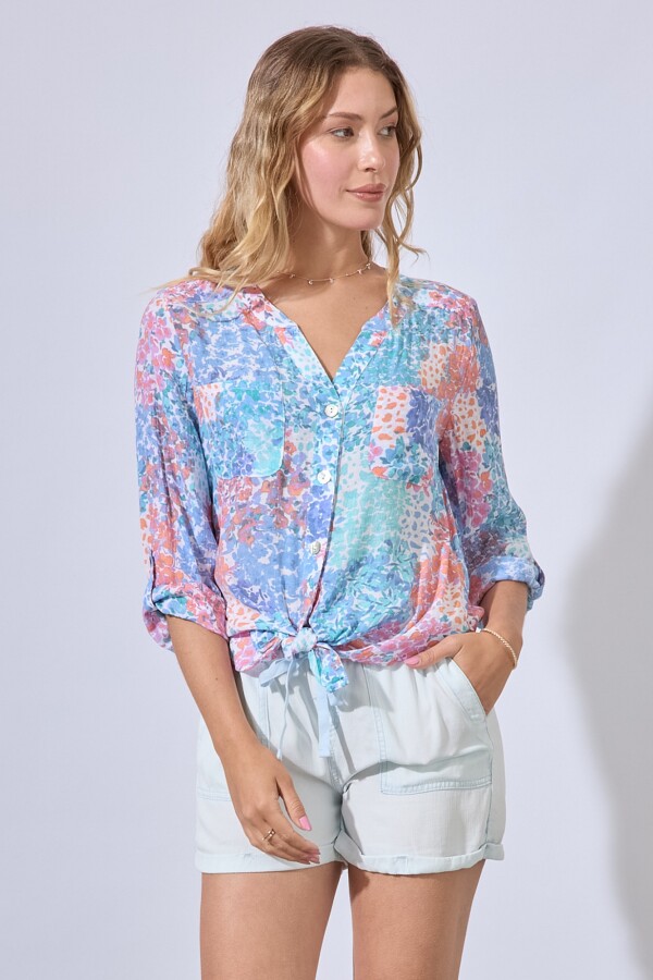 Blusa Gasa Print MULTI/ANARANJADO