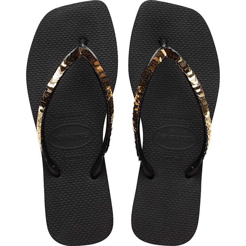 Ojotas Havaianas Slim Square Magic Sequin Negro
