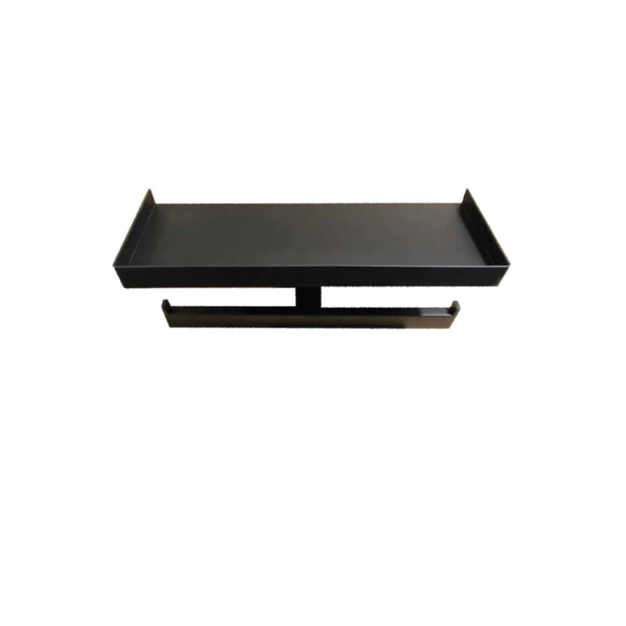 Portarollo Doble con Repisa Negro Portarollo Doble con Repisa Negro