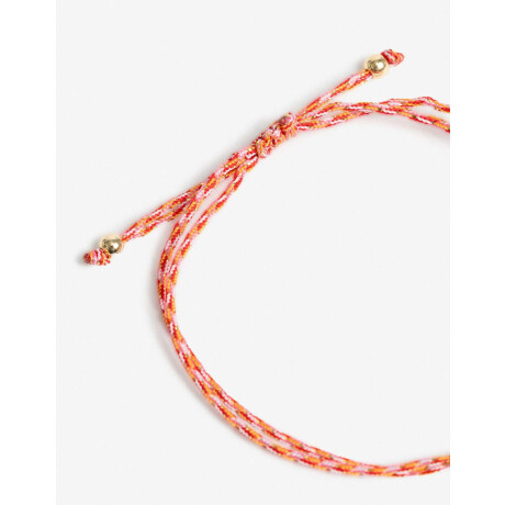 Pulsera Flexible Cordón Y Dije Metal Dorado